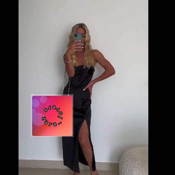 ZARA Black Corset Effect Satin Effect Slip Midi Maxi Dress $69.90 - Picture 5 of 12